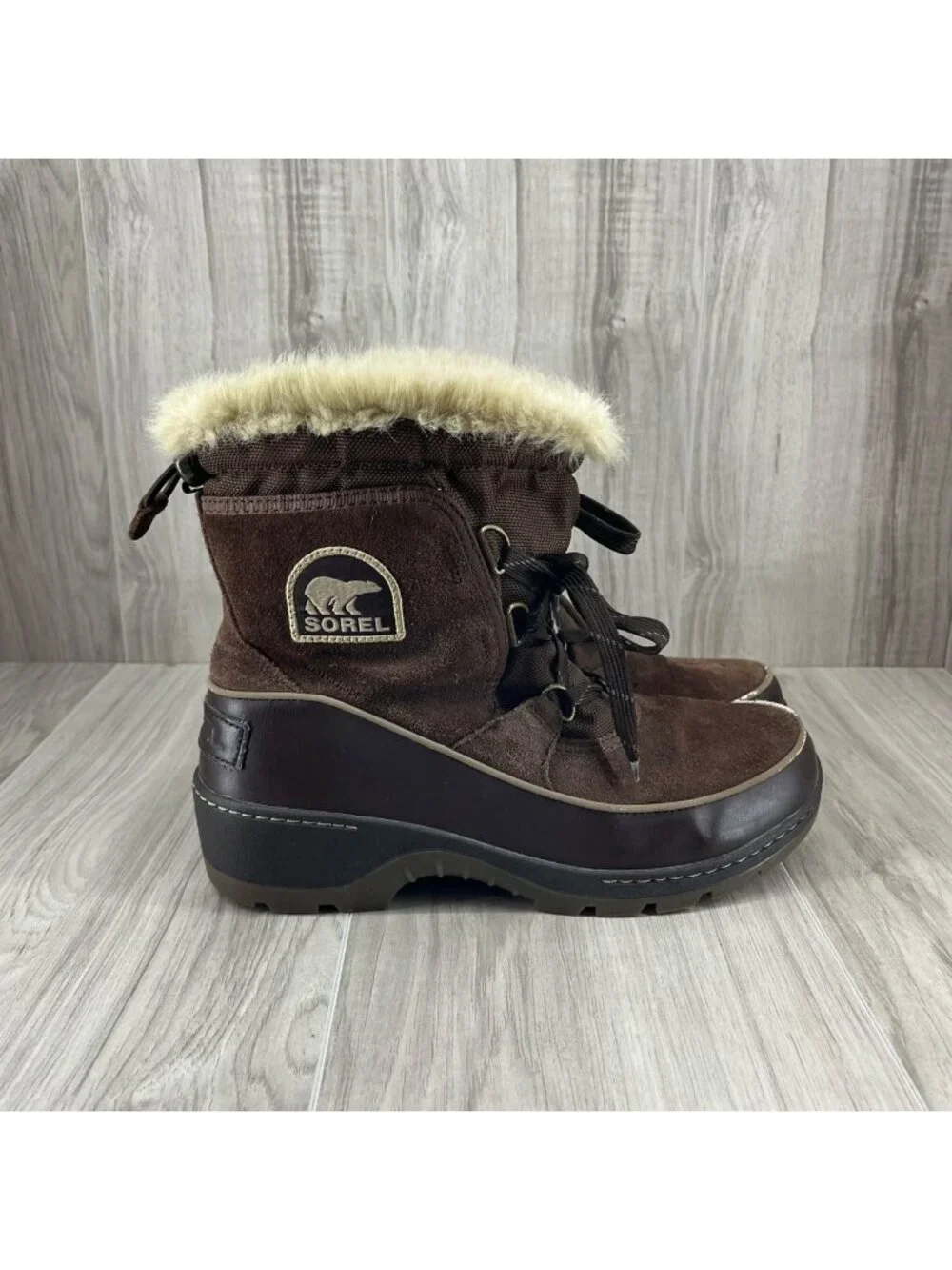 Sorel Winter Boots Womens 9.5 Tivoli Brown Suede Lace Up Insulated Shoes
